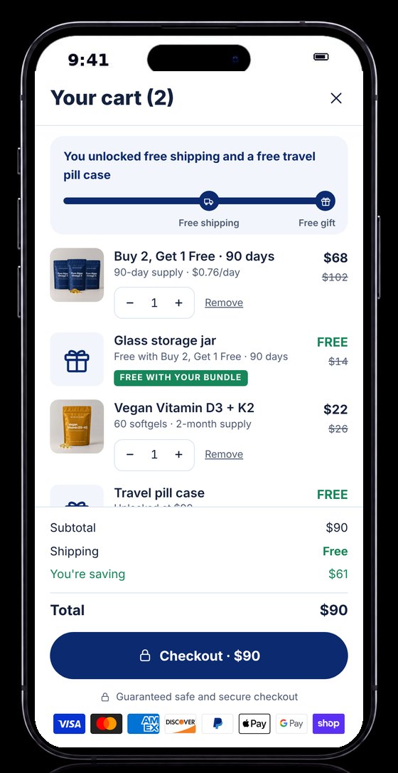 Cart after adding a paired item, with a second free gift added